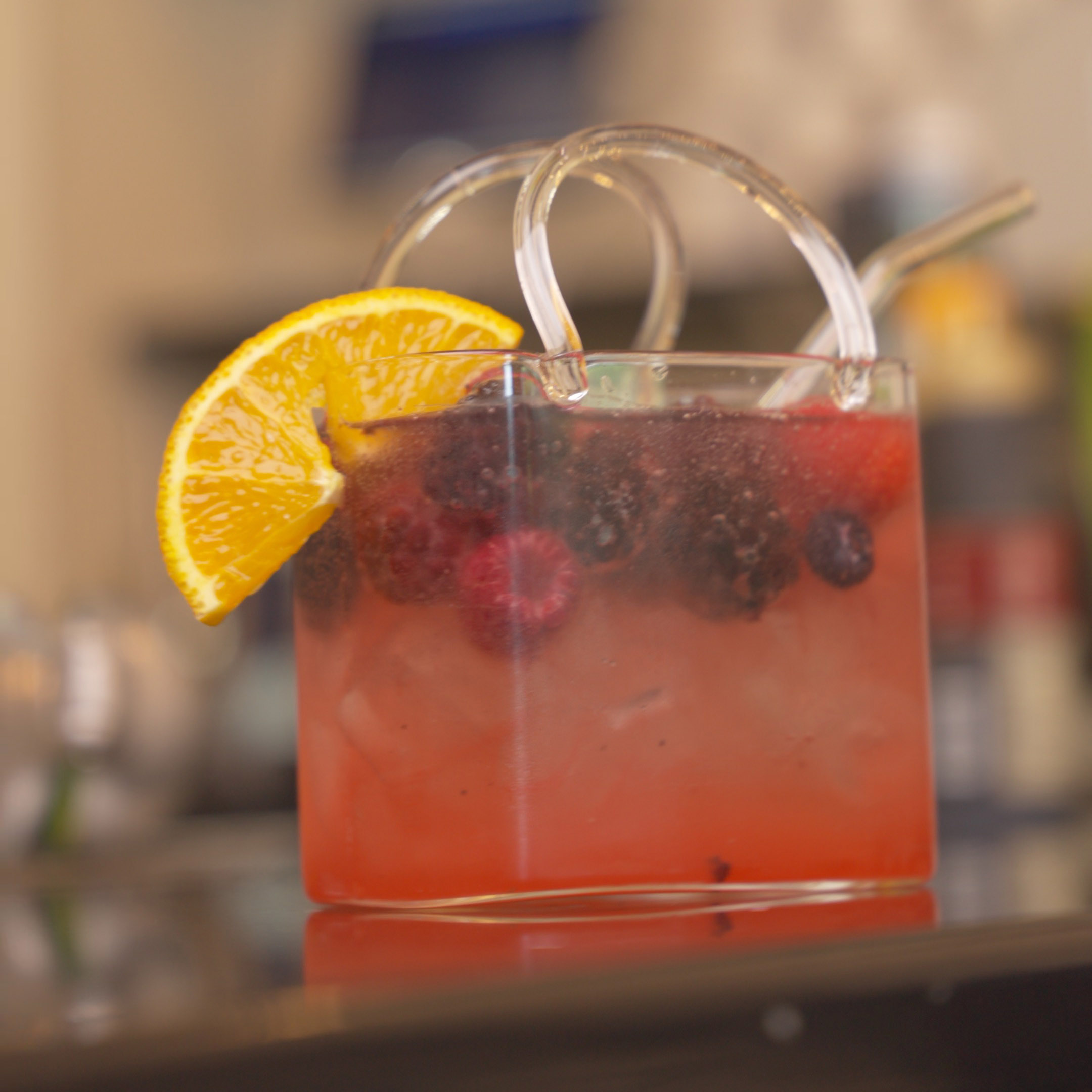 Berry orange mocktail at Monaco's Cafe