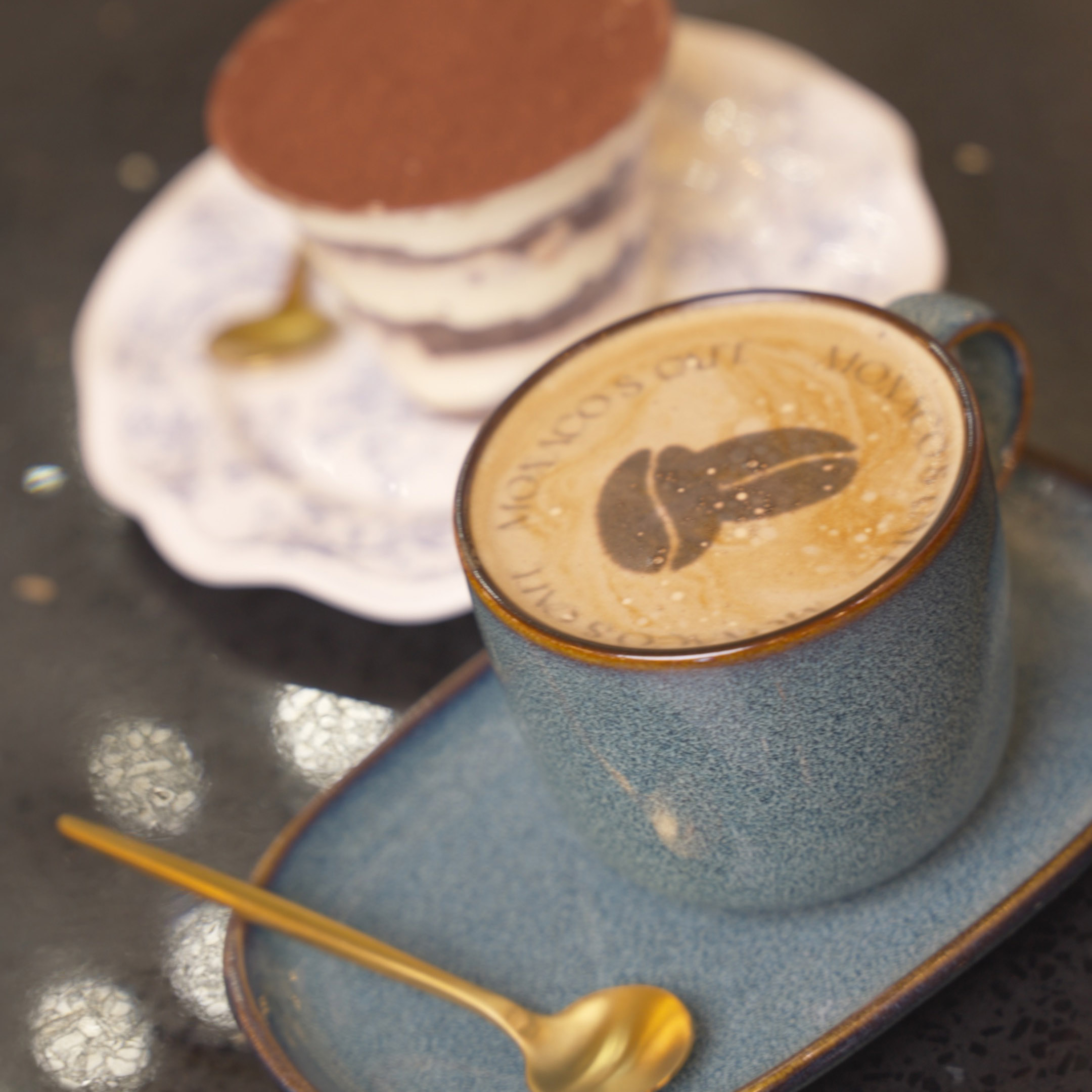 Cappuccino and tiramisu at Monaco's Cafe